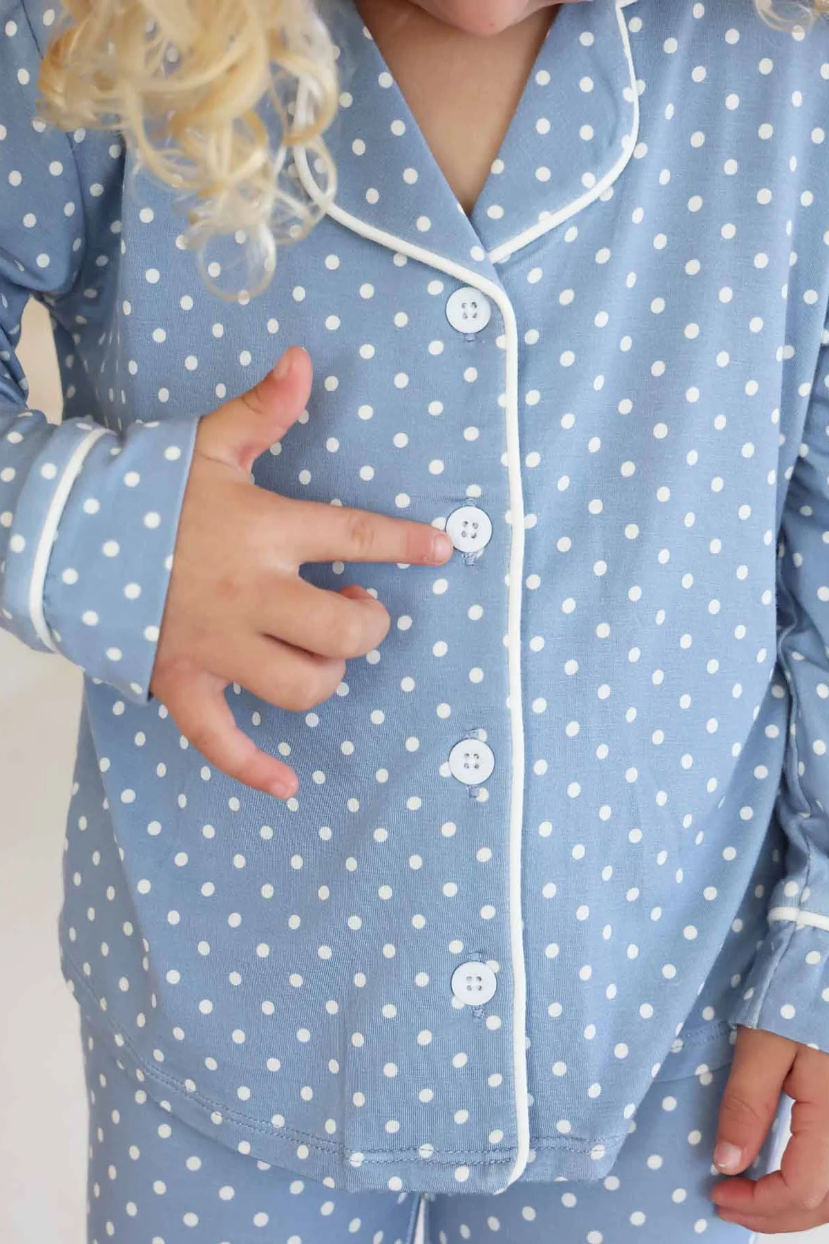 Girl's Two Piece Flare Lounge Set | Snuggle Spots Blue - Image 3