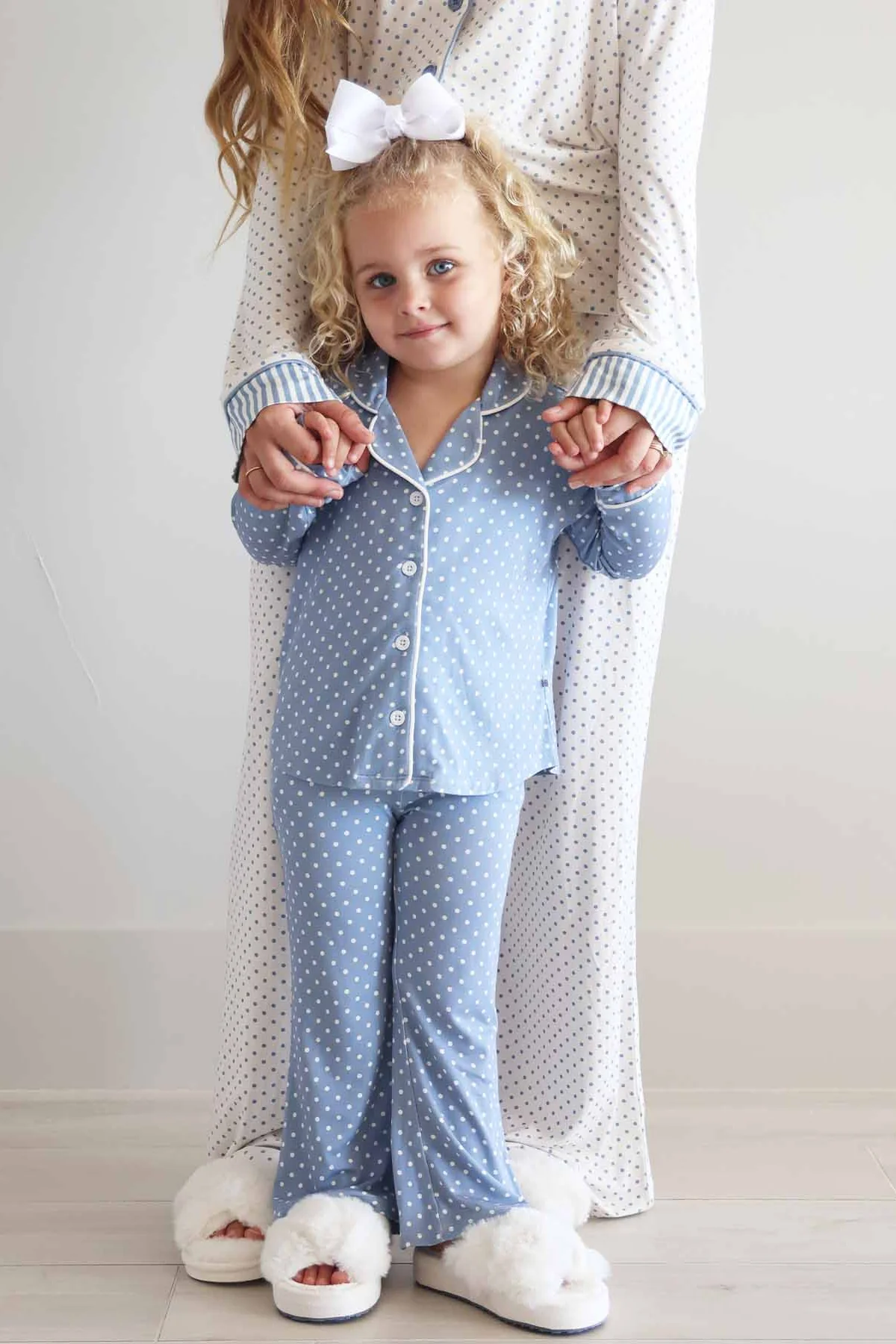 Girl's Two Piece Flare Lounge Set | Snuggle Spots Blue - Image 4