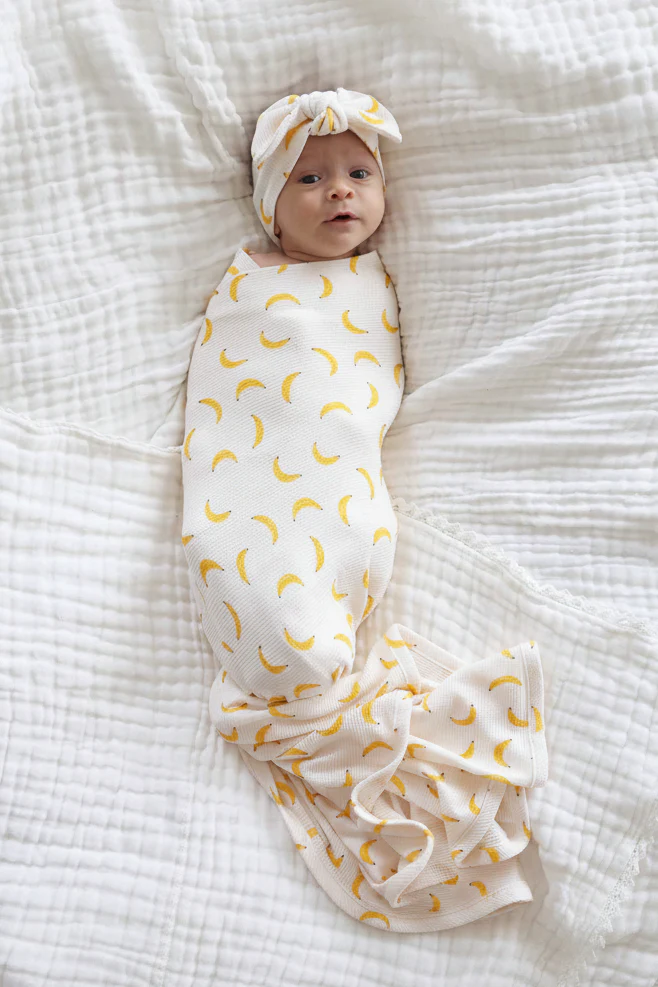 Go Bananas Bamboo Waffle Knit Large Bow Headwrap - Image 2