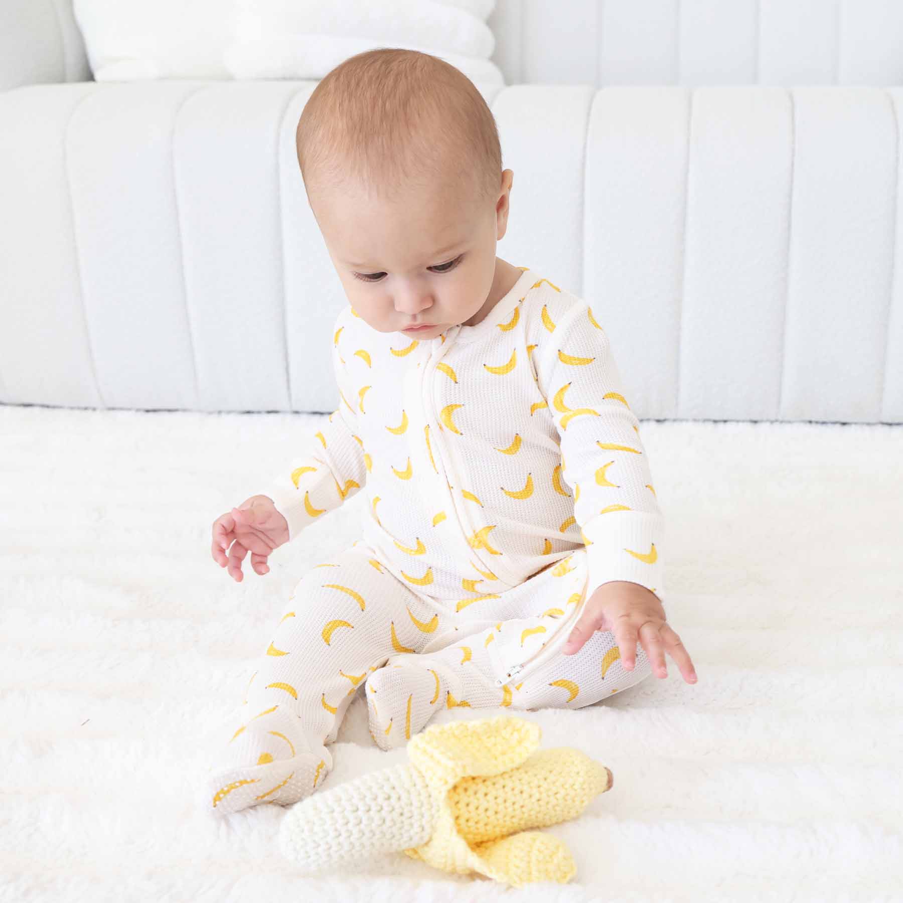 Go Bananas Bamboo Waffle Zipper Footie - Image 12