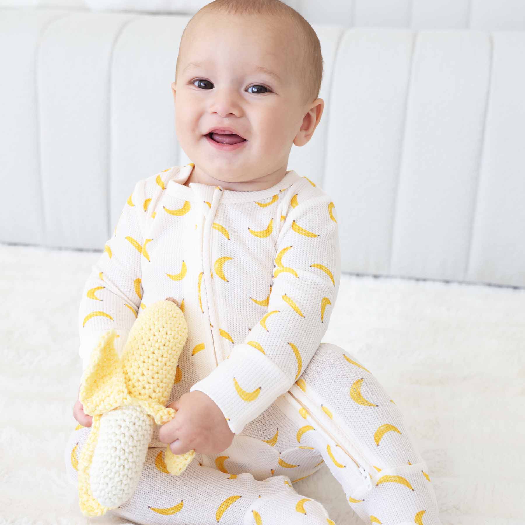 Go Bananas Bamboo Waffle Zipper Footie - Image 2