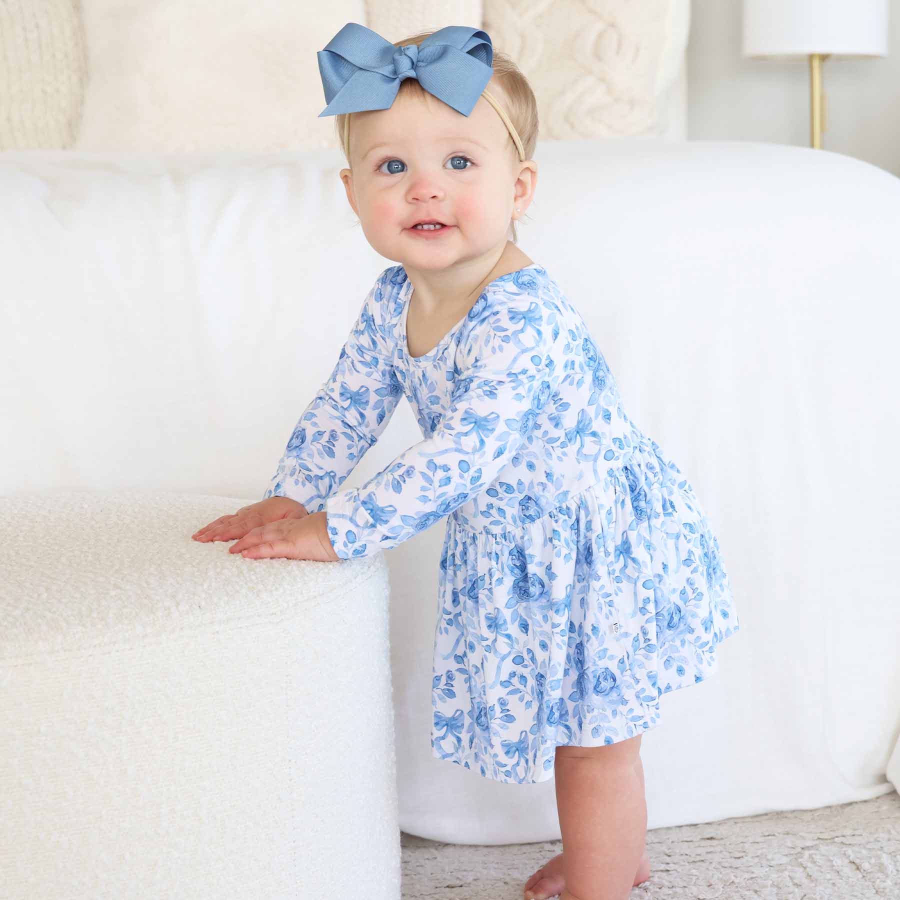 Ribbon Bow Headband | Vintage Blue - Image 2