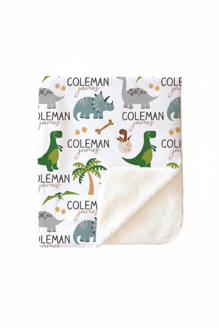 Happy Dinos Personalized Toddler Blanket | Neutral - Image 3