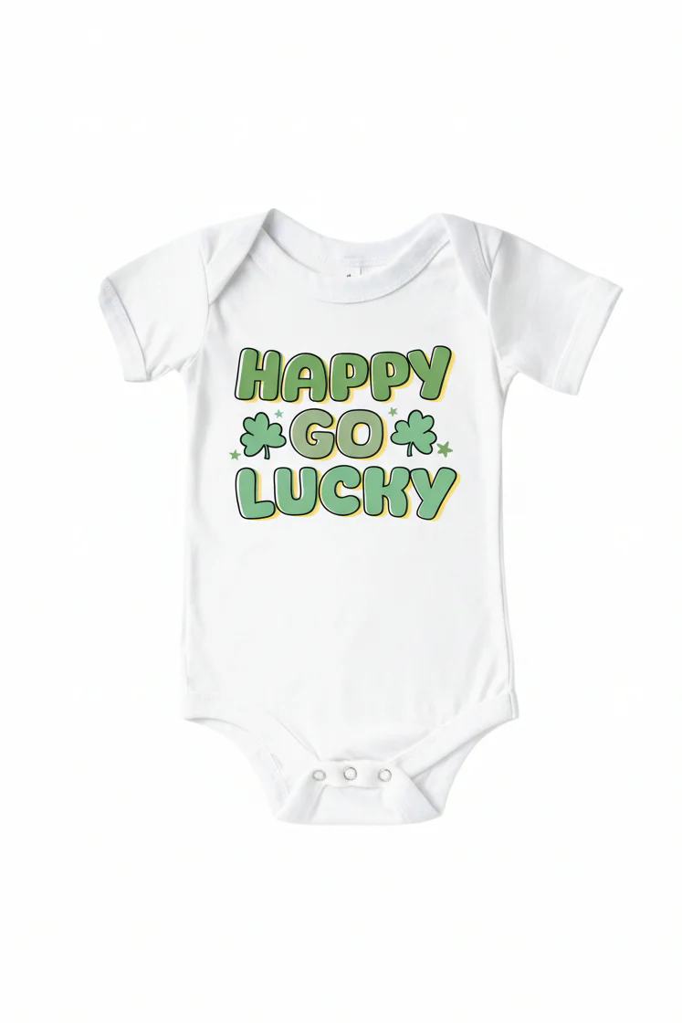 Happy Go Lucky Graphic Bodysuit & Kids Tee | White - Image 2