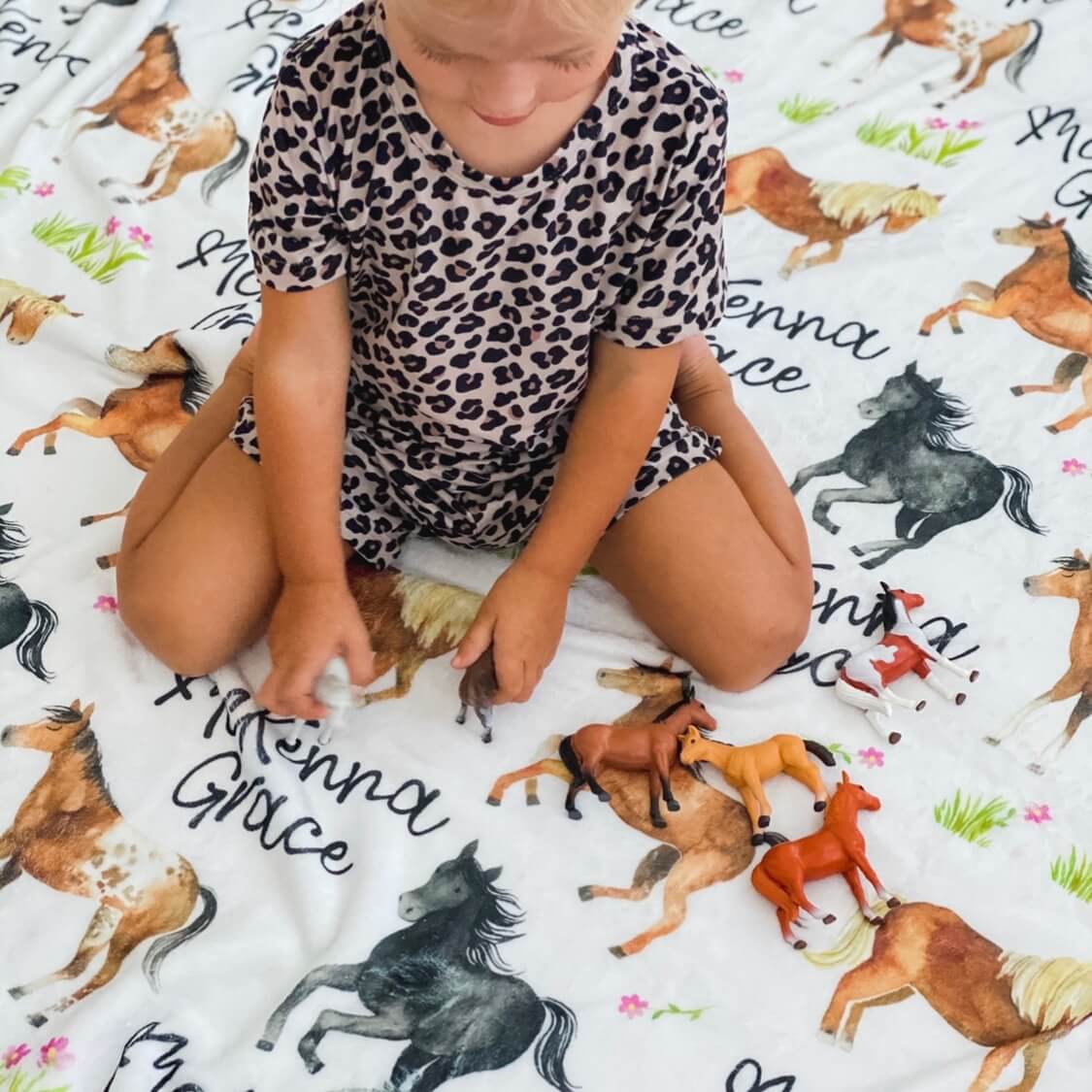 Happy Horses Personalized Toddler Blanket - Image 3