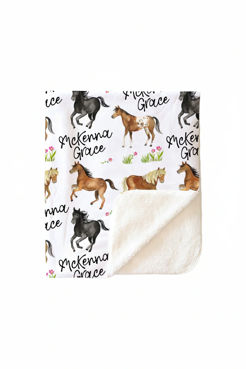 Happy Horses Personalized Toddler Blanket - Image 5
