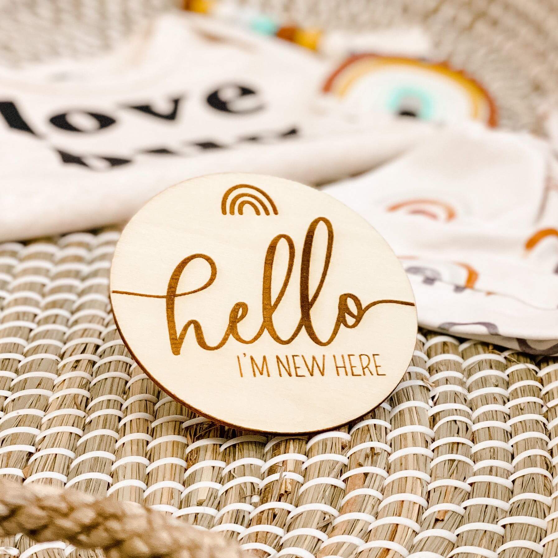 Hello I'm Here Wood Announcement | Rainbow - Image 2