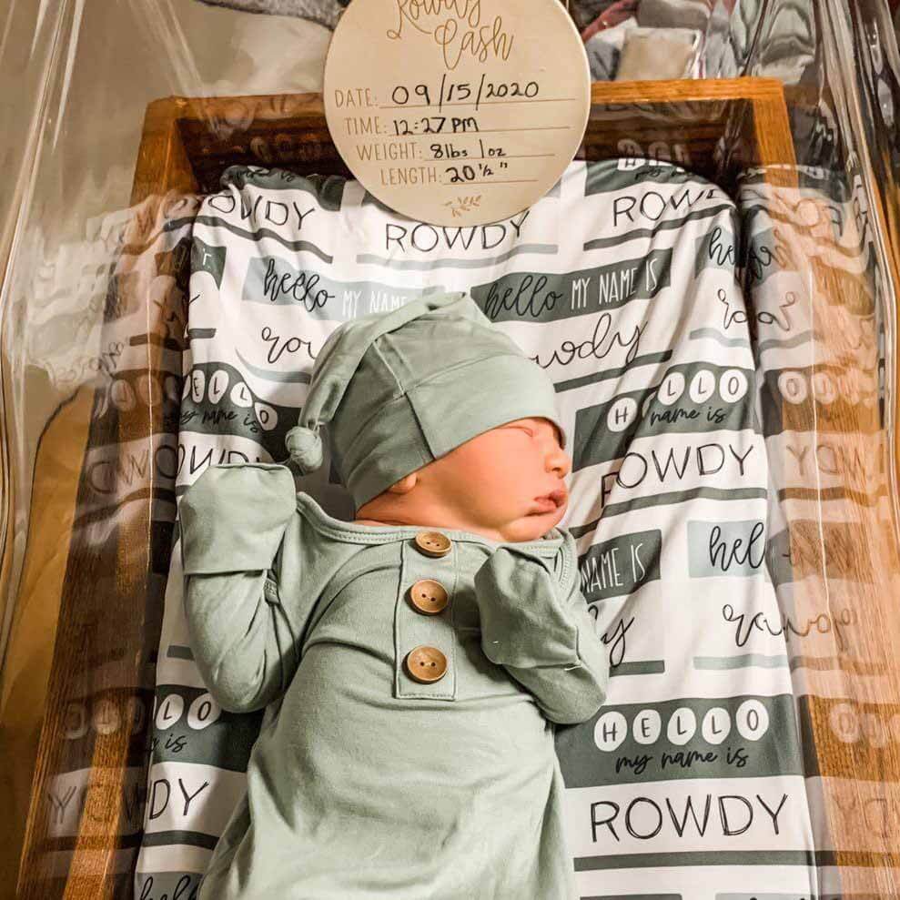 Hello My Name Is Personalized Swaddle Blanket GREENS - Image 4