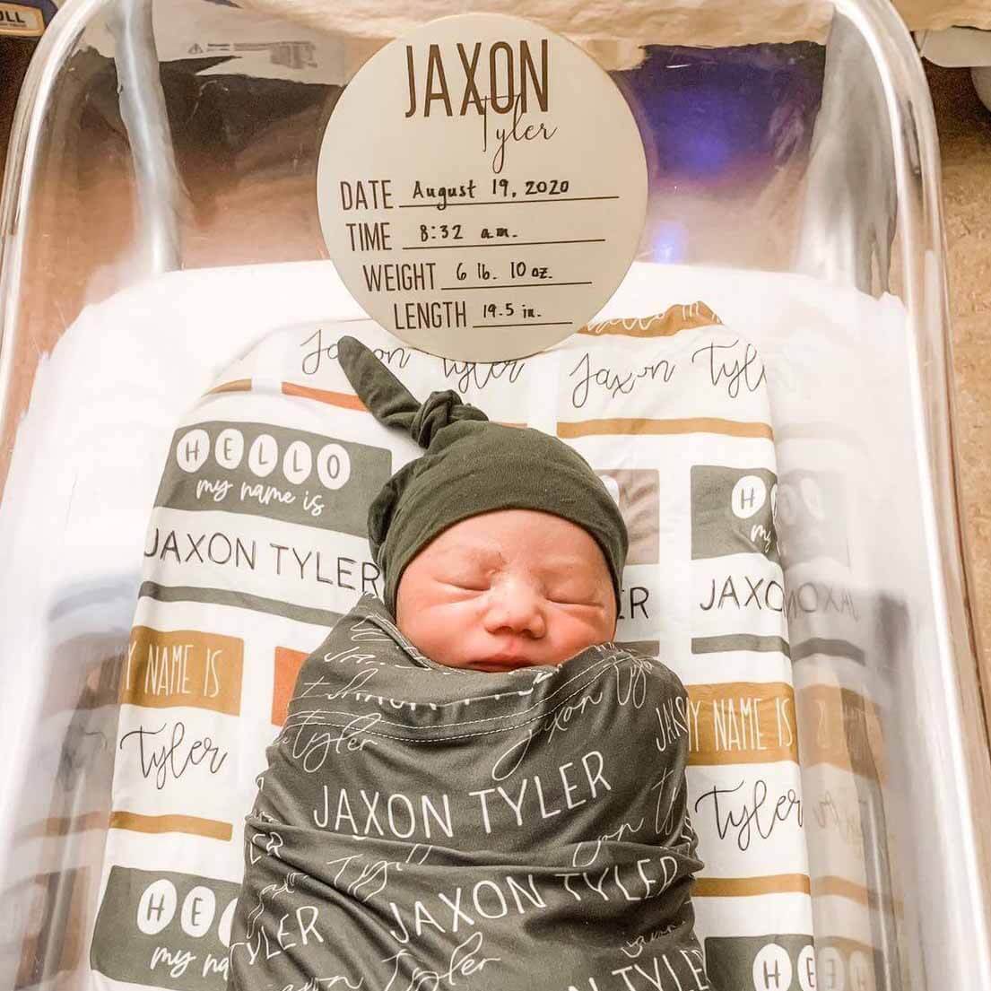 Hello My Name Is Personalized Swaddle Blanket NEUTRALS - Image 3