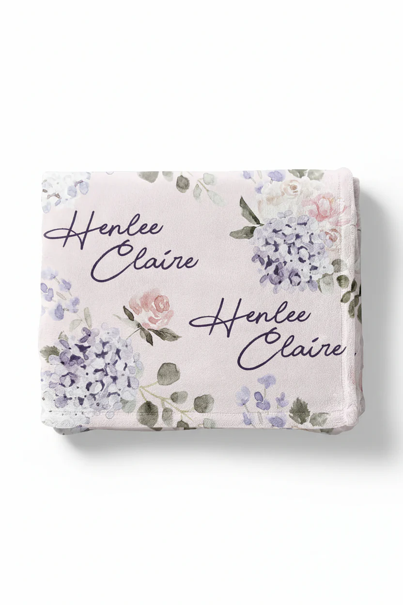 Henlee's Hydrangea Personalized Kids Blanket