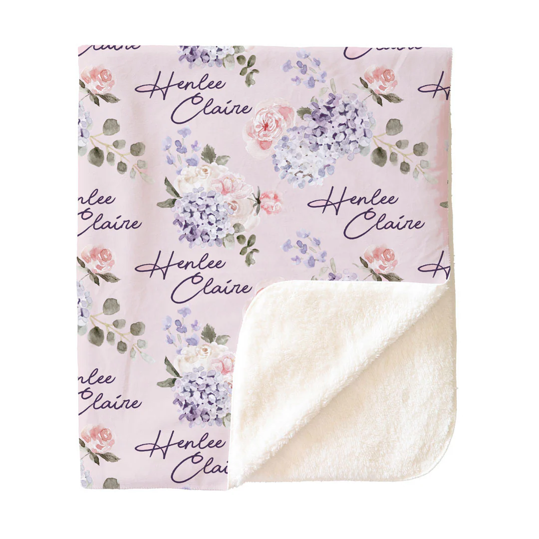 Henlee's Hydrangea Personalized Kids Blanket - Image 3