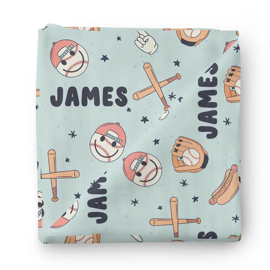Home Run Personalized Swaddle Blanket