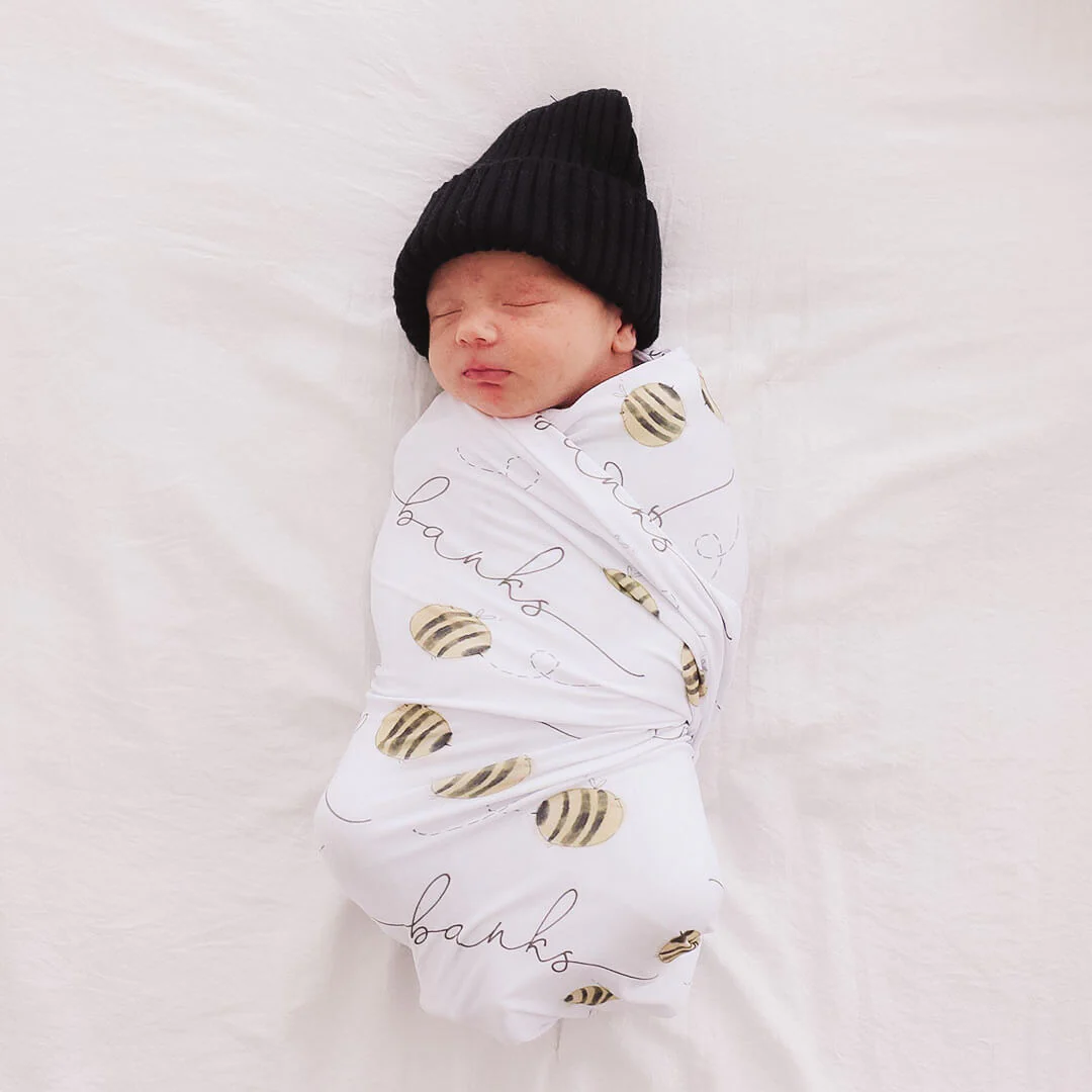 Honey's Bees Personalized Baby Name Swaddle Blanket - Image 3