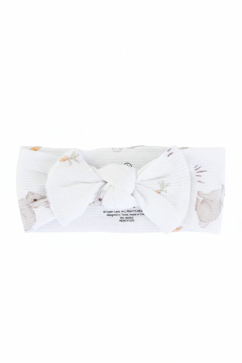 Hop Little Bunnies Bamboo Waffle Knit Large Bow Headwrap