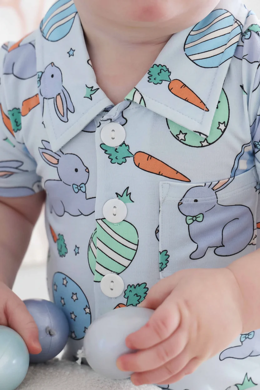 Hoppy Spring Button Romper | Blue - Image 7
