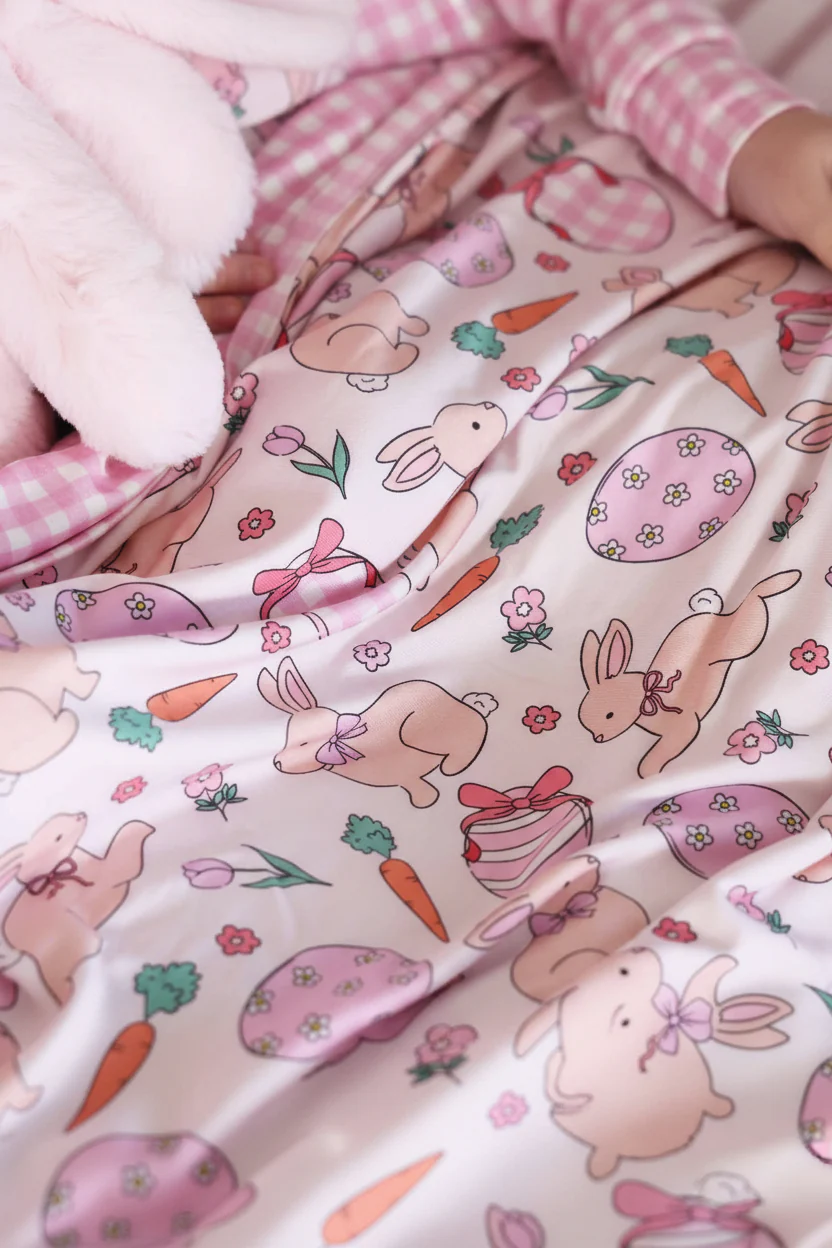 Hoppy Spring Double Sided Bamboo Blanket | Pink - Image 5