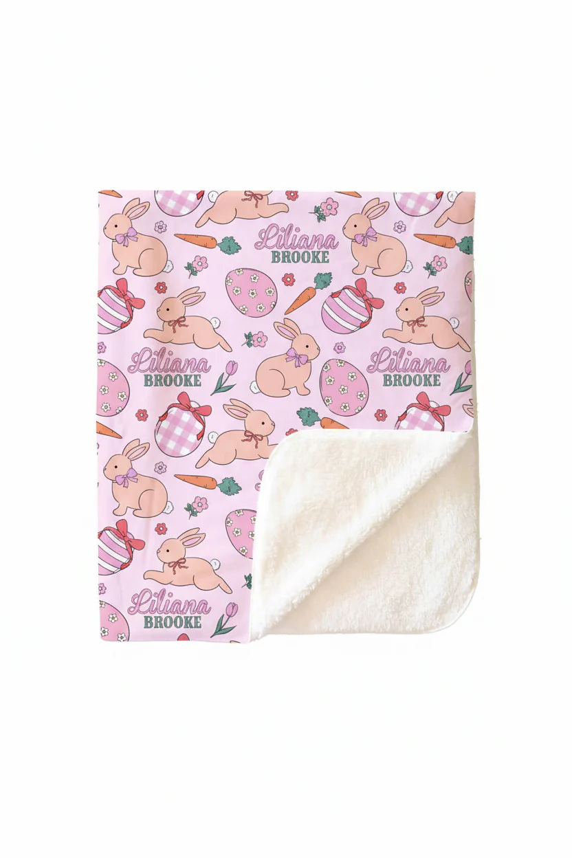 Hoppy Spring Personalized Kids Blanket | Pink - Image 5