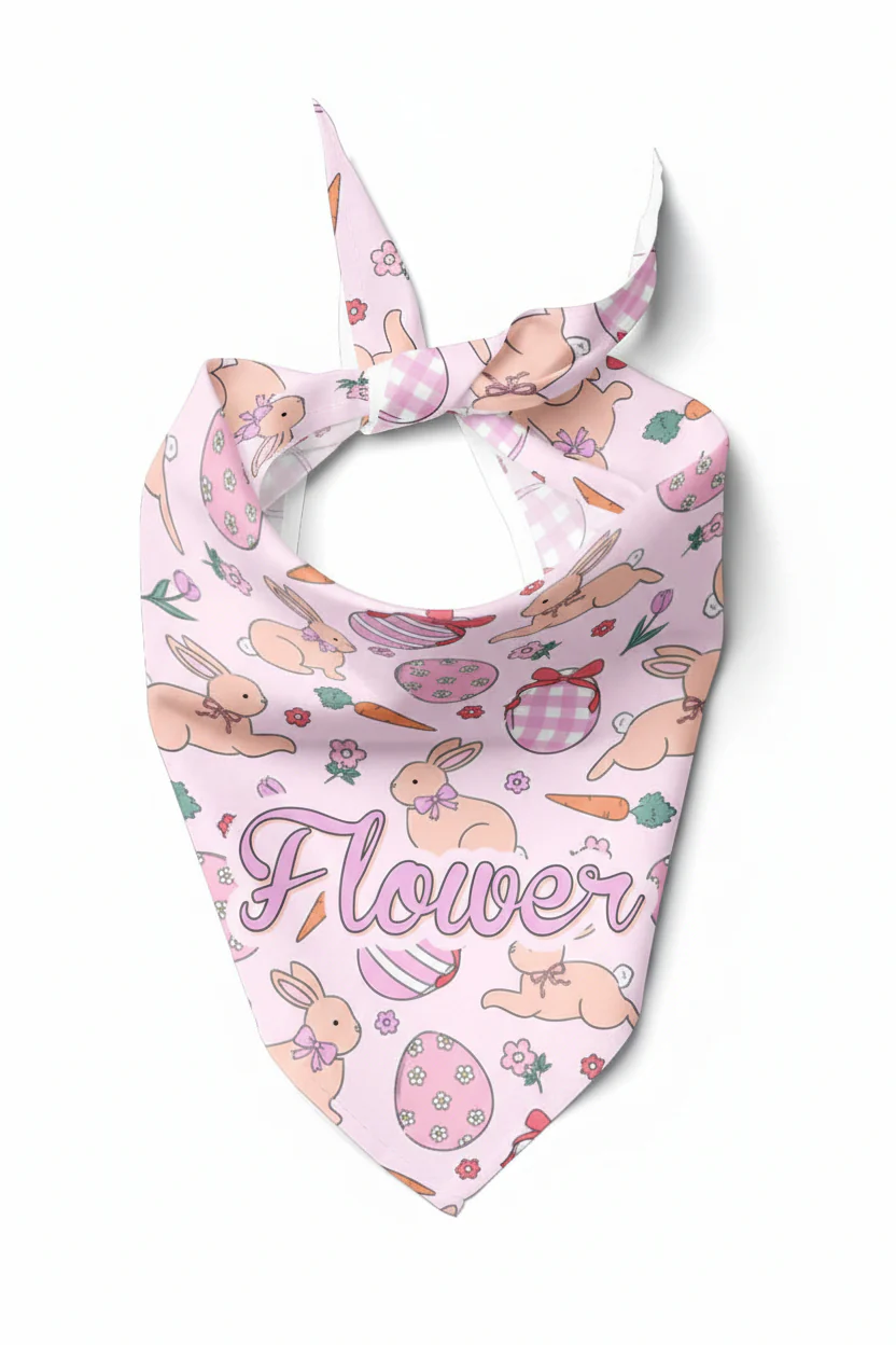 Hoppy Spring Personalized Pet Bandana | Pink - Image 2