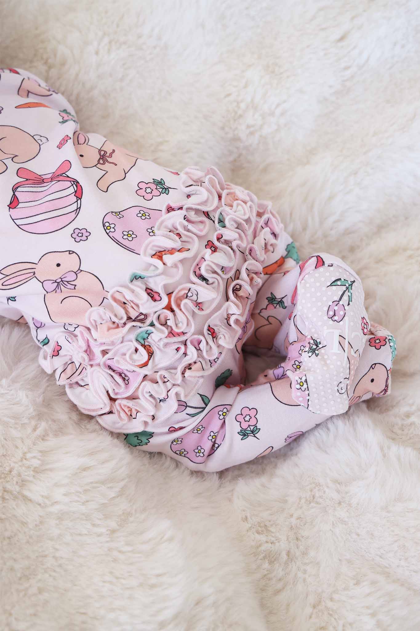 Hoppy Spring Ruffle Zipper Footie | Pink - Image 20