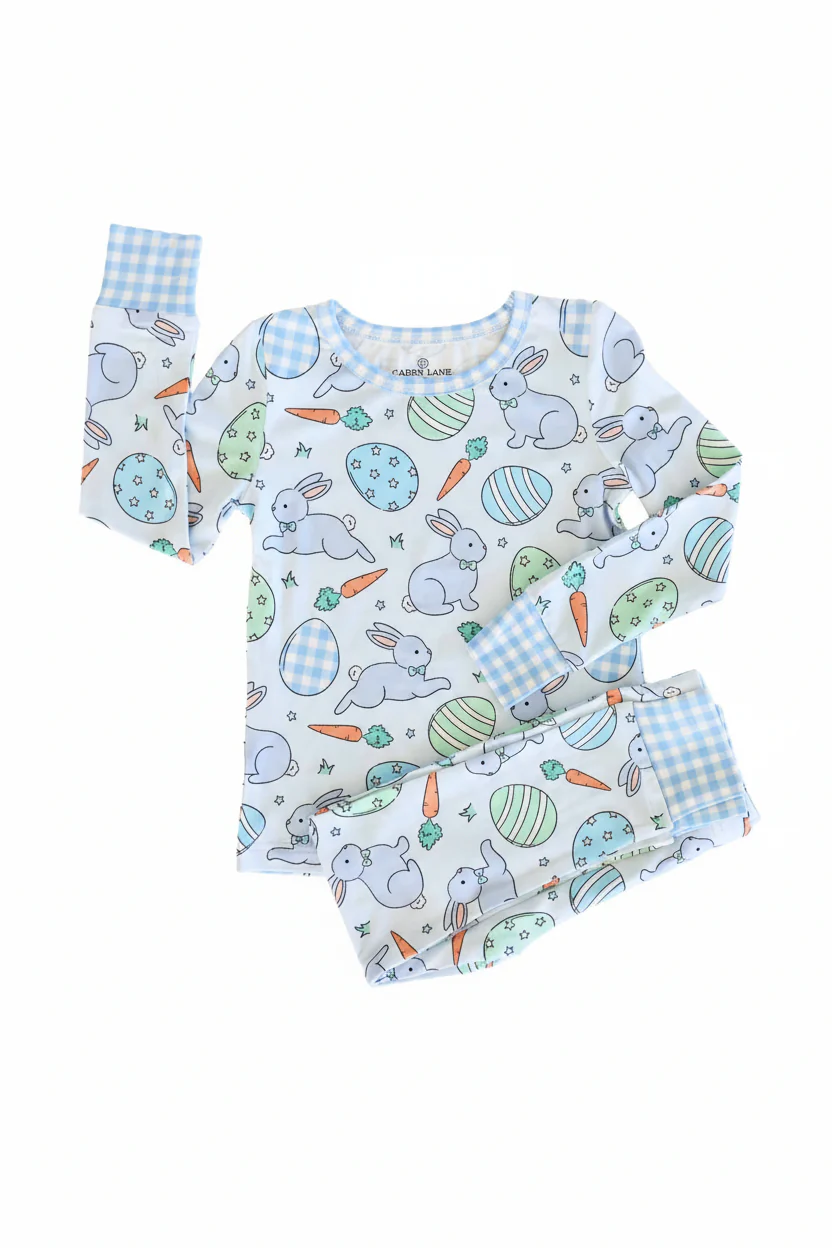 Hoppy Spring Two Piece Pajama Set | Blue - Image 6
