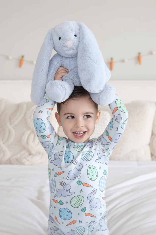 Hoppy Spring Two Piece Pajama Set | Blue - Image 7