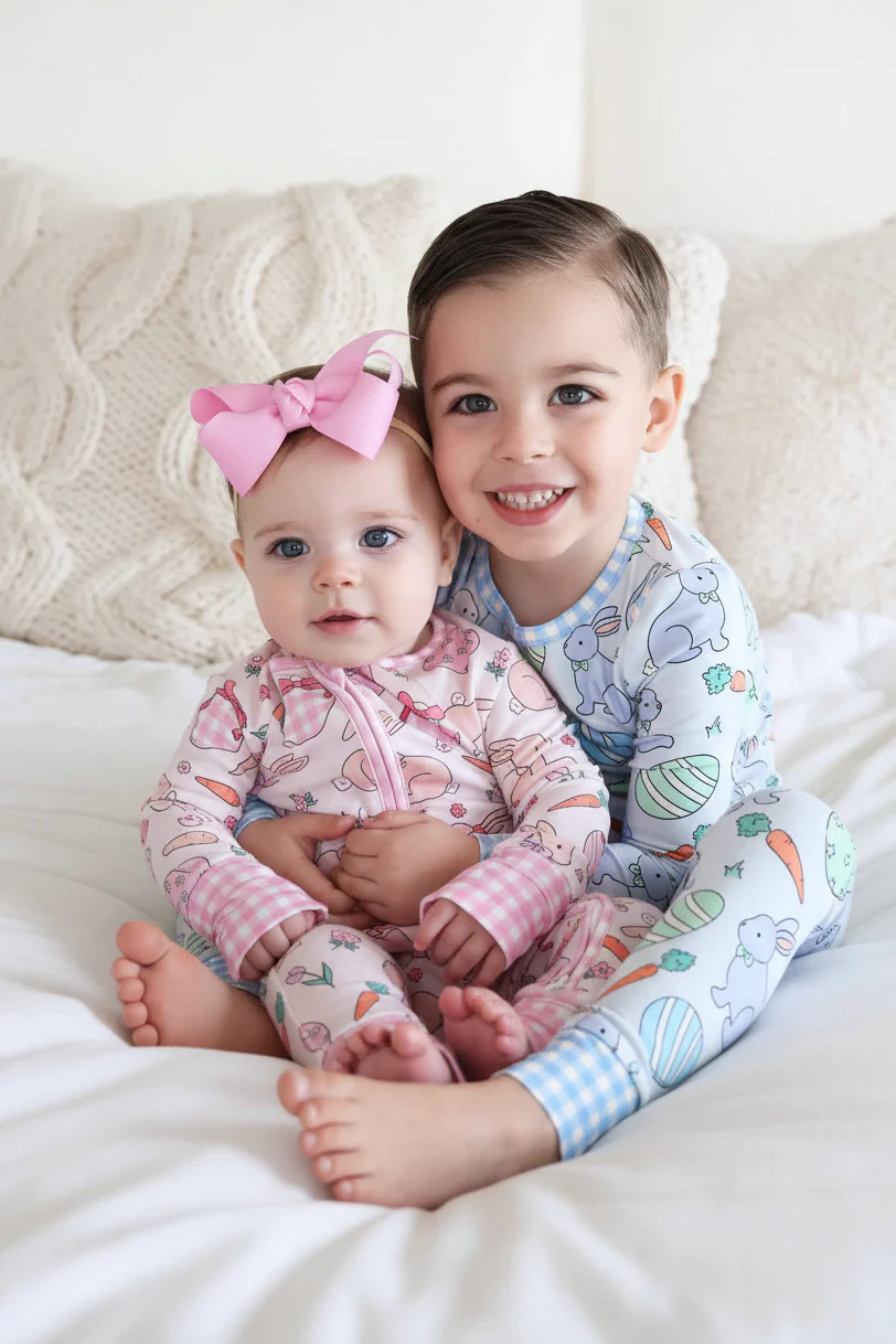 Hoppy Spring Two Piece Pajama Set | Blue - Image 8