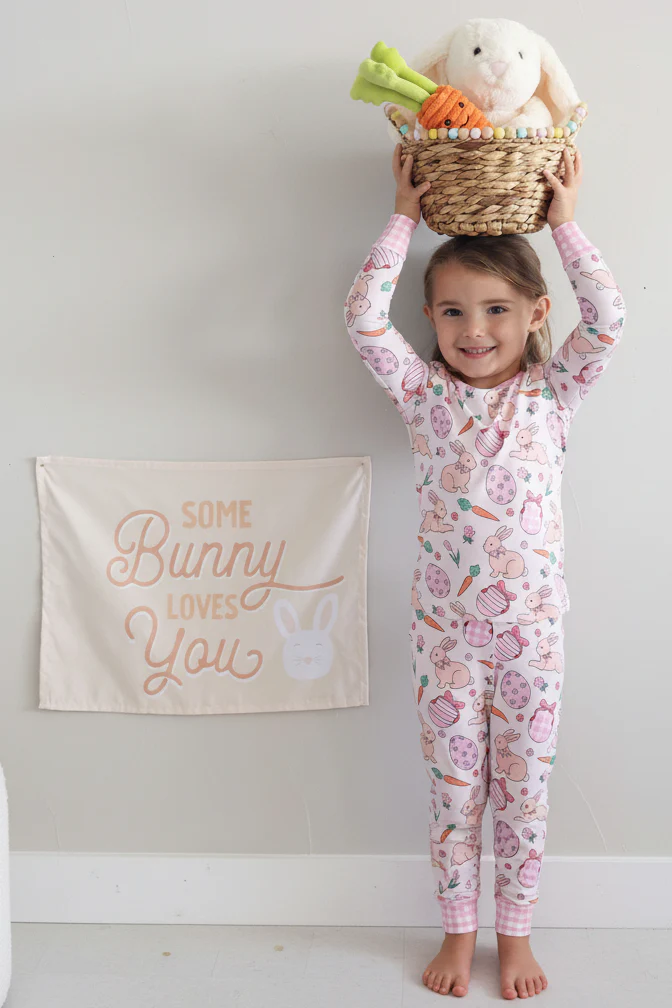Hoppy Spring Two Piece Pajama Set | Pink - Image 4