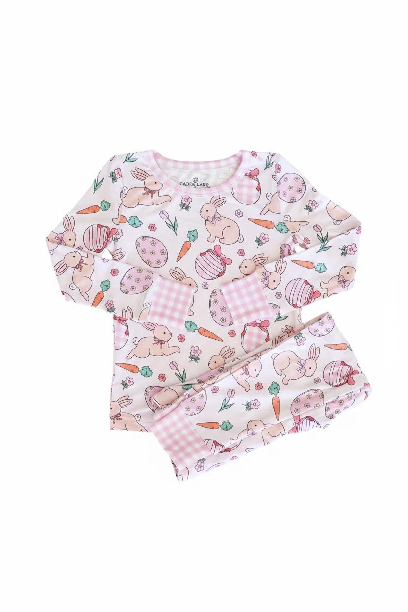 Hoppy Spring Two Piece Pajama Set | Pink - Image 6