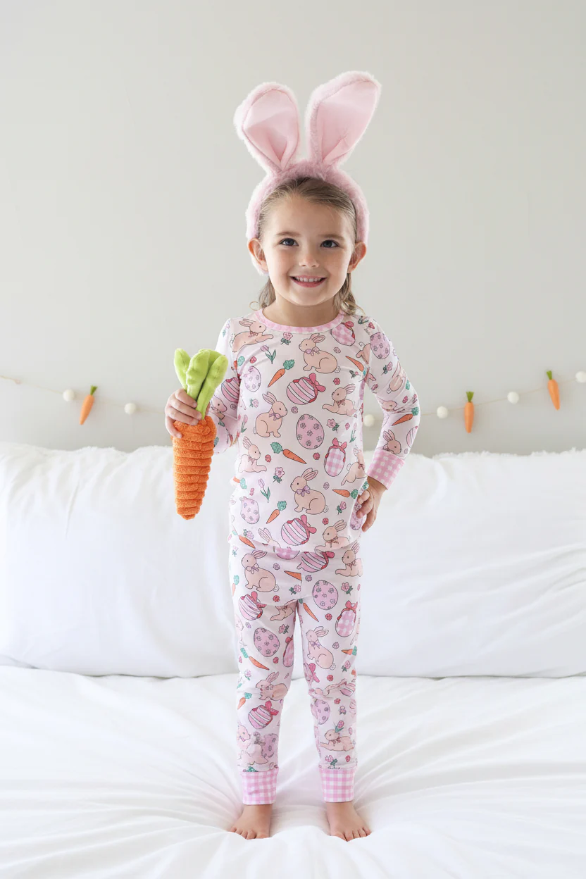 Hoppy Spring Two Piece Pajama Set | Pink - Image 8