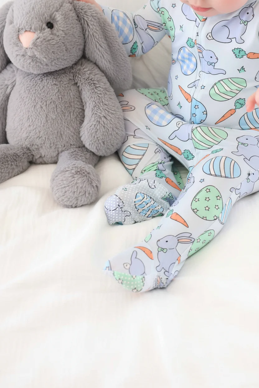 Hoppy Spring Zipper Footie | Blue - Image 10