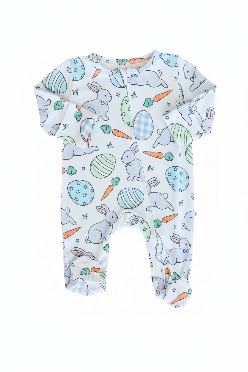 Hoppy Spring Zipper Footie | Blue - Image 6
