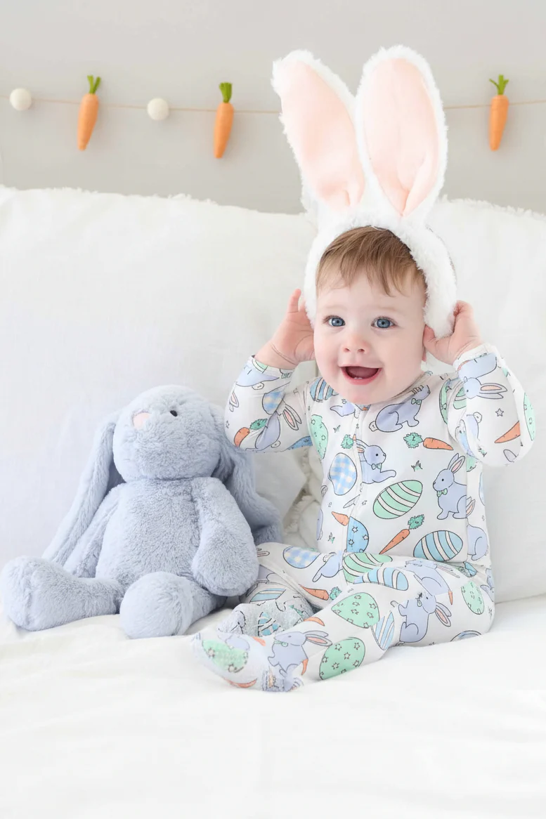Hoppy Spring Zipper Footie | Blue - Image 8