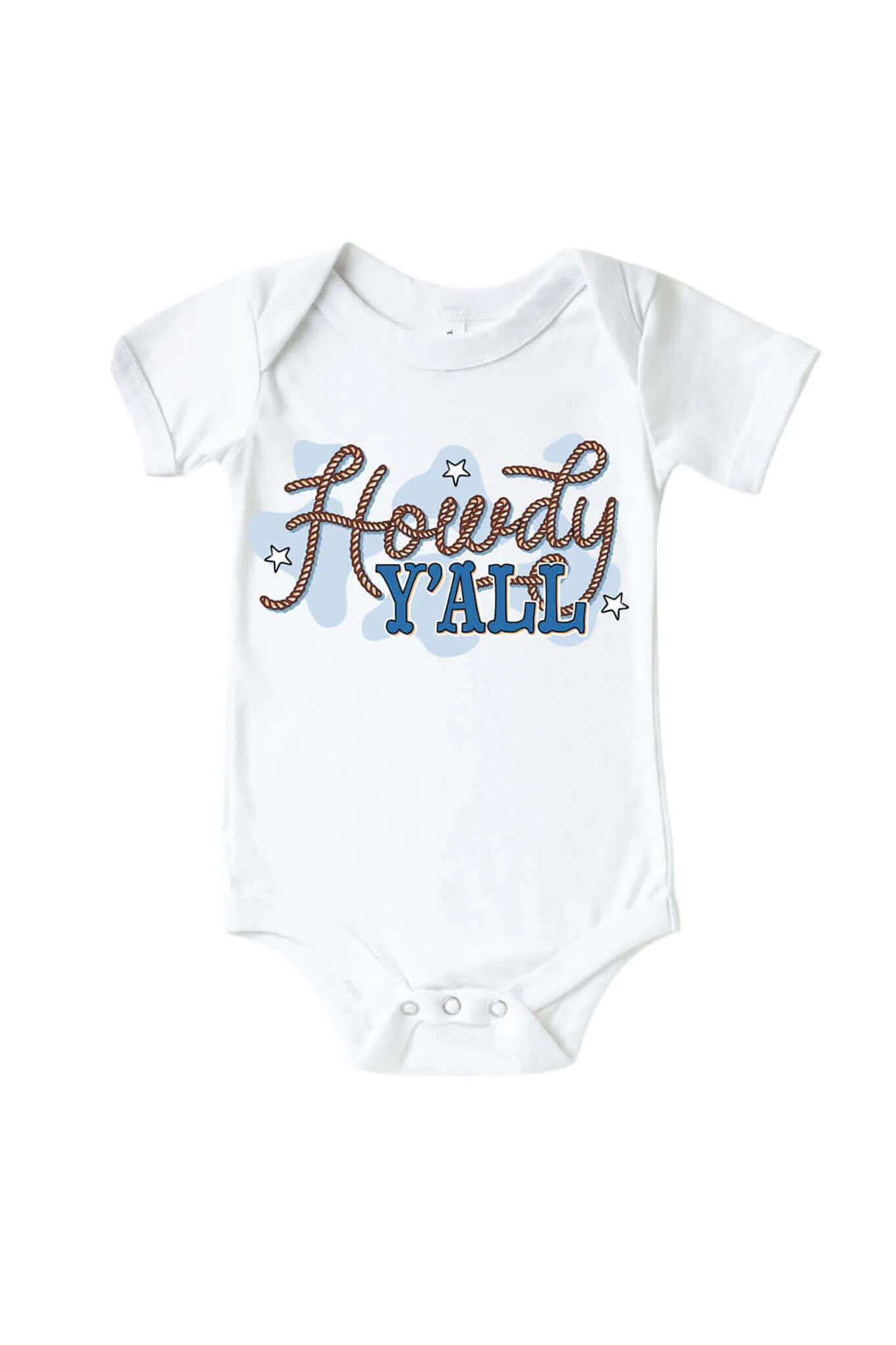 Howdy Y'all Blue Graphic Bodysuit & Kids Tee | White - Image 3