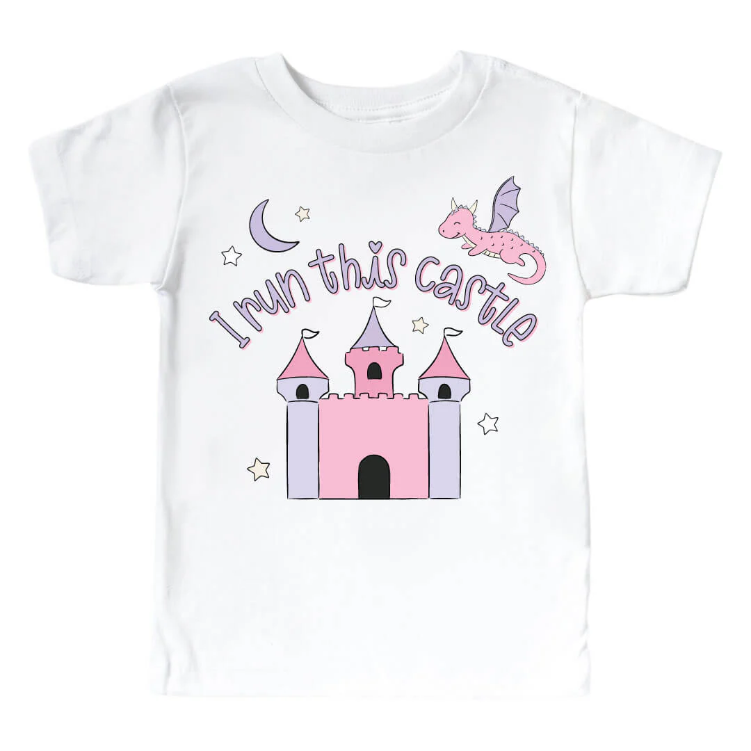 I Run This Castle Pink Graphic Bodysuit & Kids Tee | White - Image 3