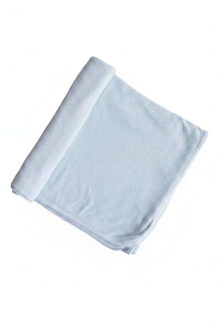 Ice Blue Bamboo Waffle Oversized Swaddle Blanket - Image 2