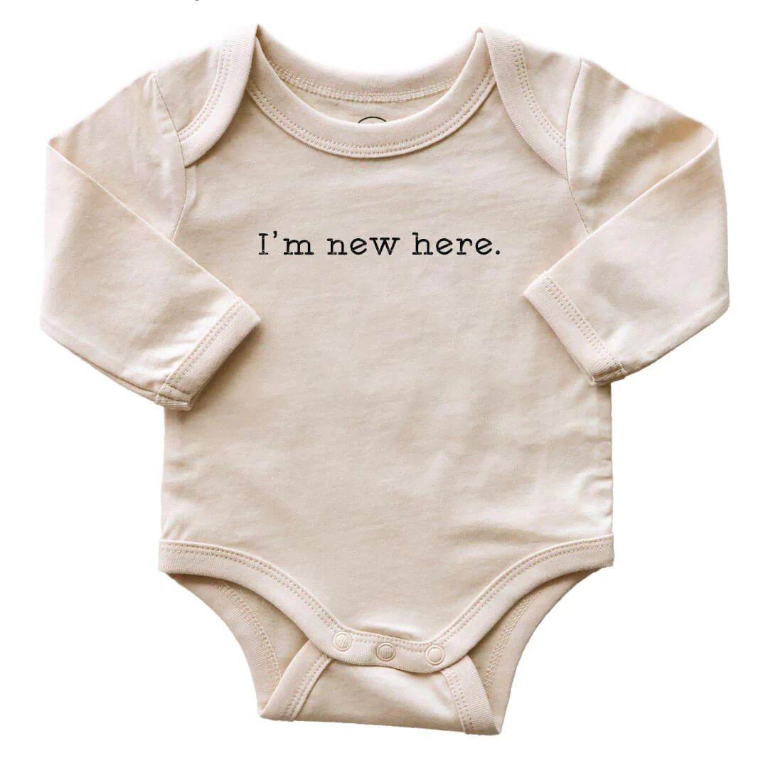 I'm New Here Long Sleeve Graphic Bodysuit | Natural - Image 2