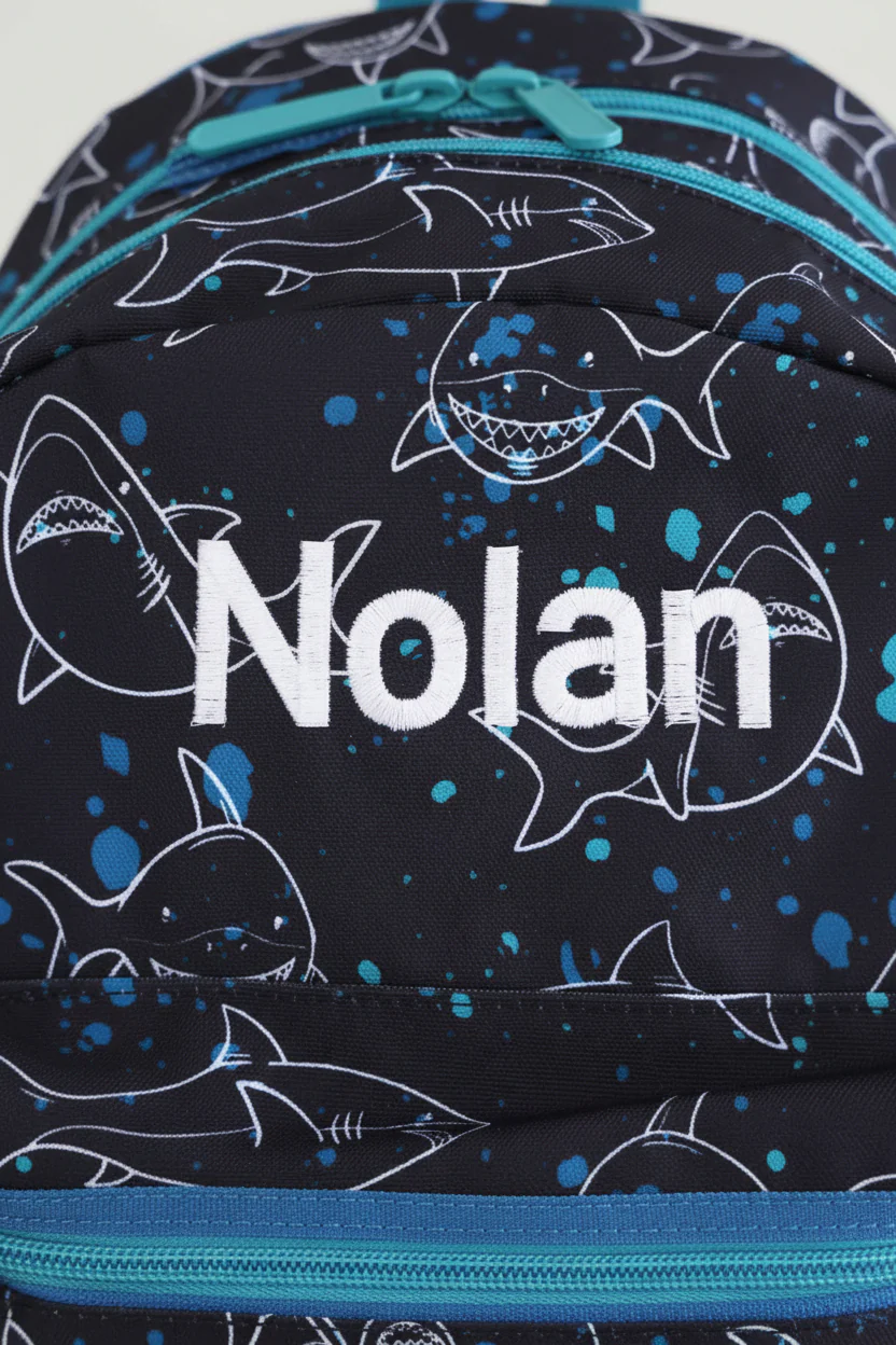 Kids Embroidered Backpack | Shark Attack - Image 6