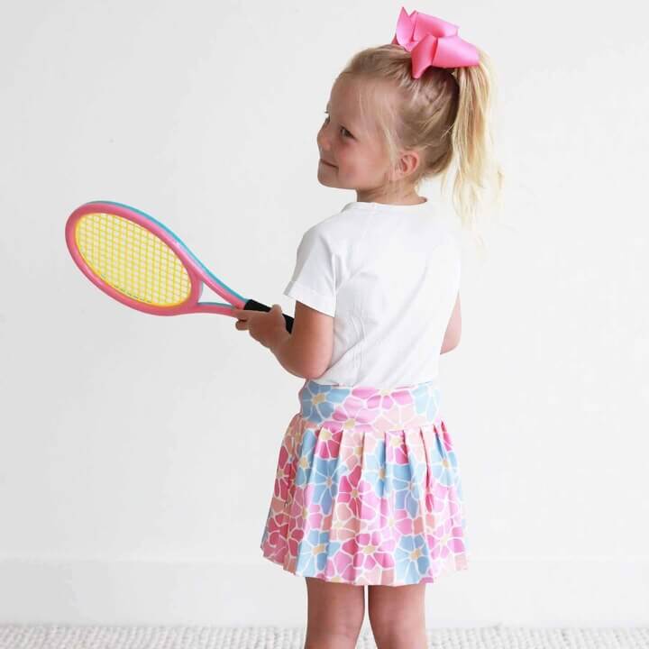 Kids CloudActive™ Athletic Pleated Skirt | Power Flowers - Image 12