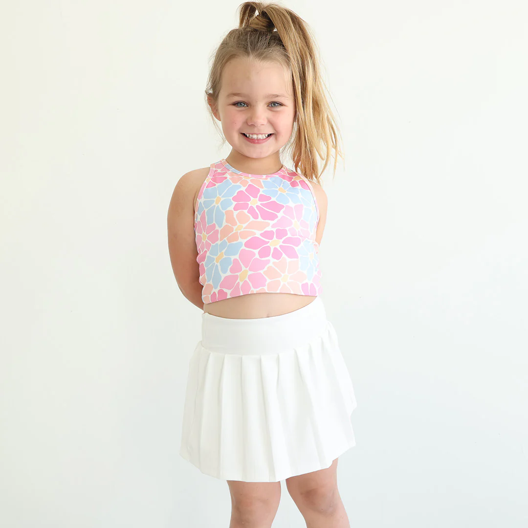 Kids CloudActive™ Athletic Pleated Skirt | White - Image 3