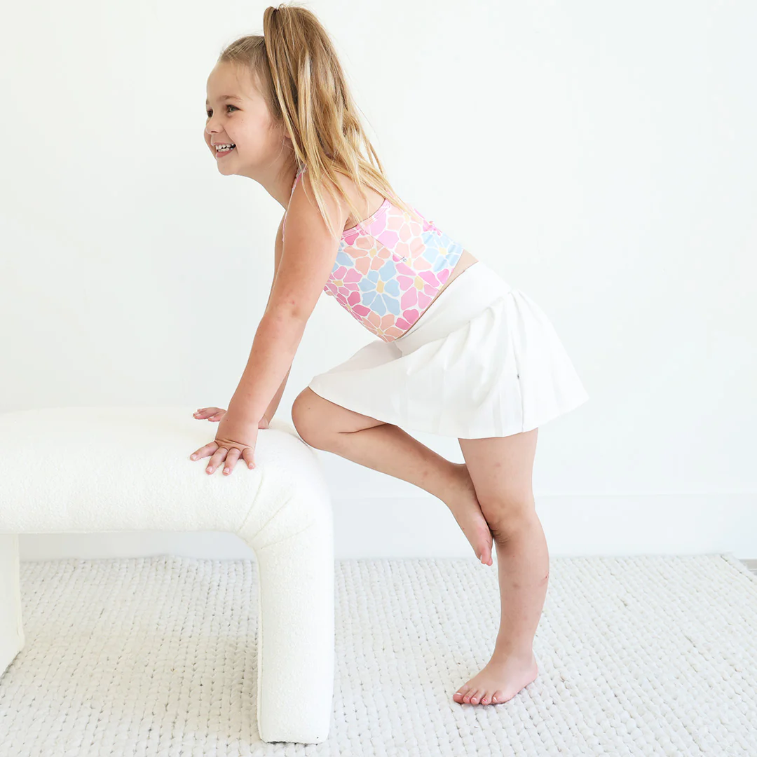 Kids CloudActive™ Athletic Pleated Skirt | White - Image 6