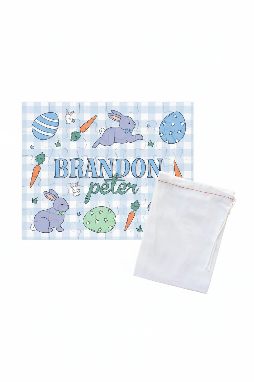Kids Personalized 30 Piece Puzzle | Hoppy Spring Blue - Image 2