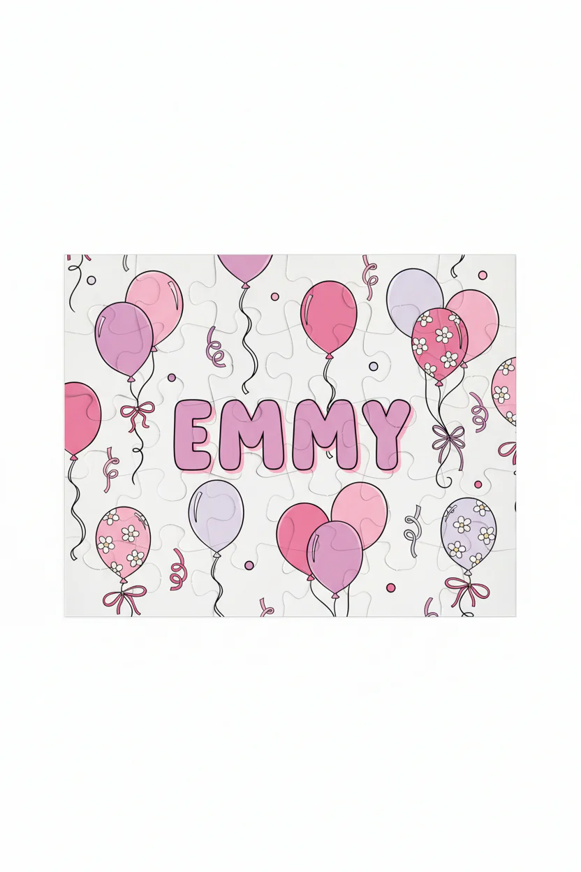 Kids Personalized 30 Piece Puzzle | Party Time Pink