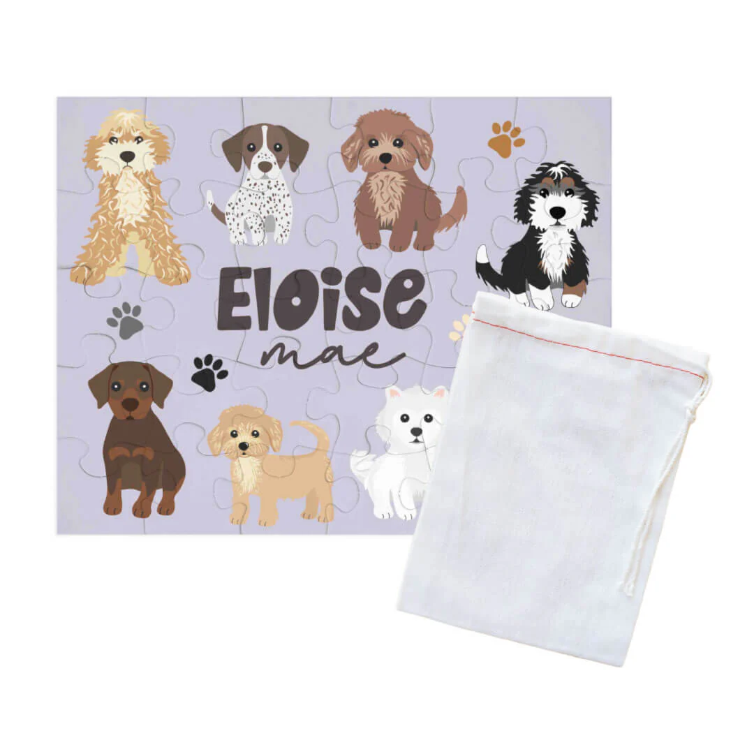 Kids Personalized 30 Piece Puzzle | Purple Puppy Pals - Image 3
