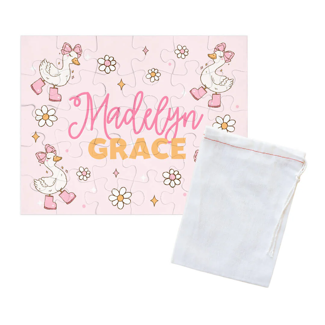 Kids Personalized 30 Piece Puzzle | Silly Goose Pink - Image 2