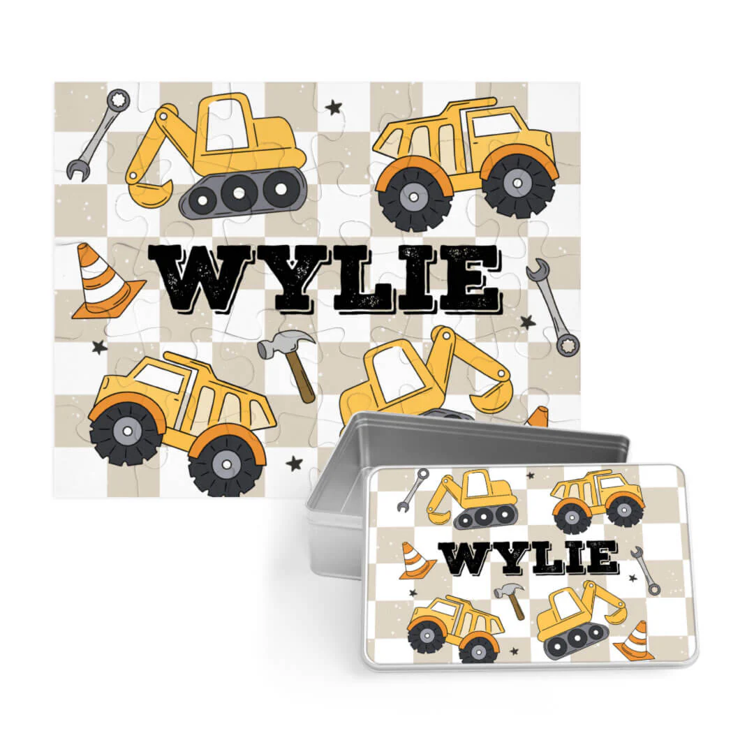 Kids Personalized 30 Piece Puzzle | Under Construction - Image 2