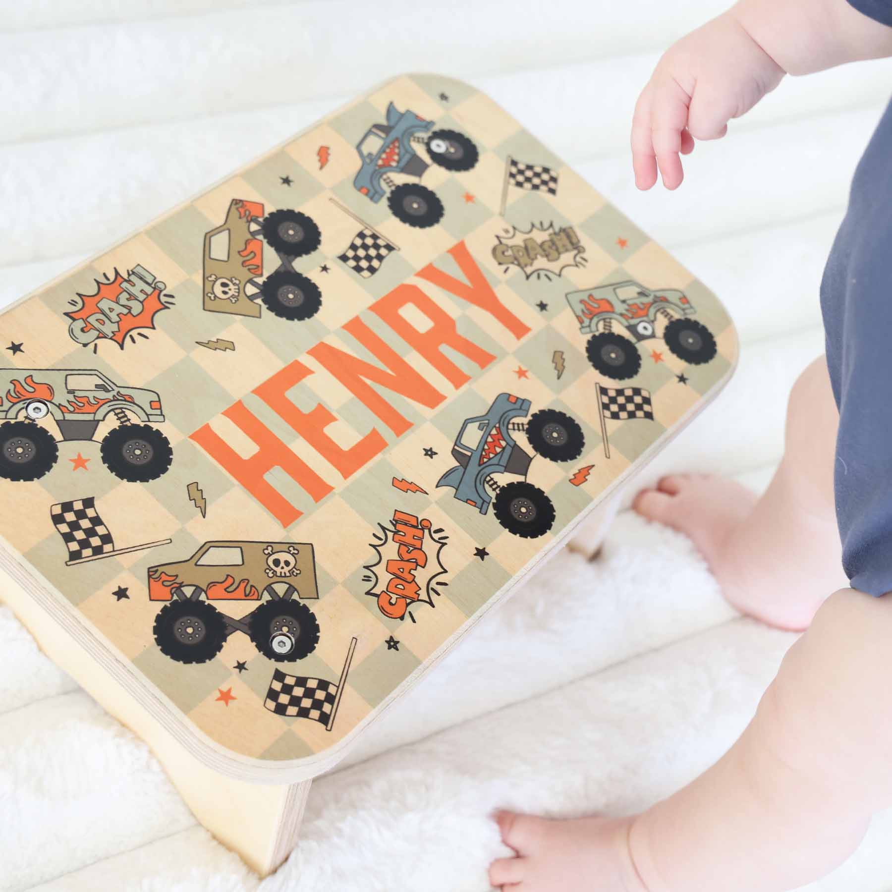 Kids Personalized Step Stool | Big Wheelin' - Image 3