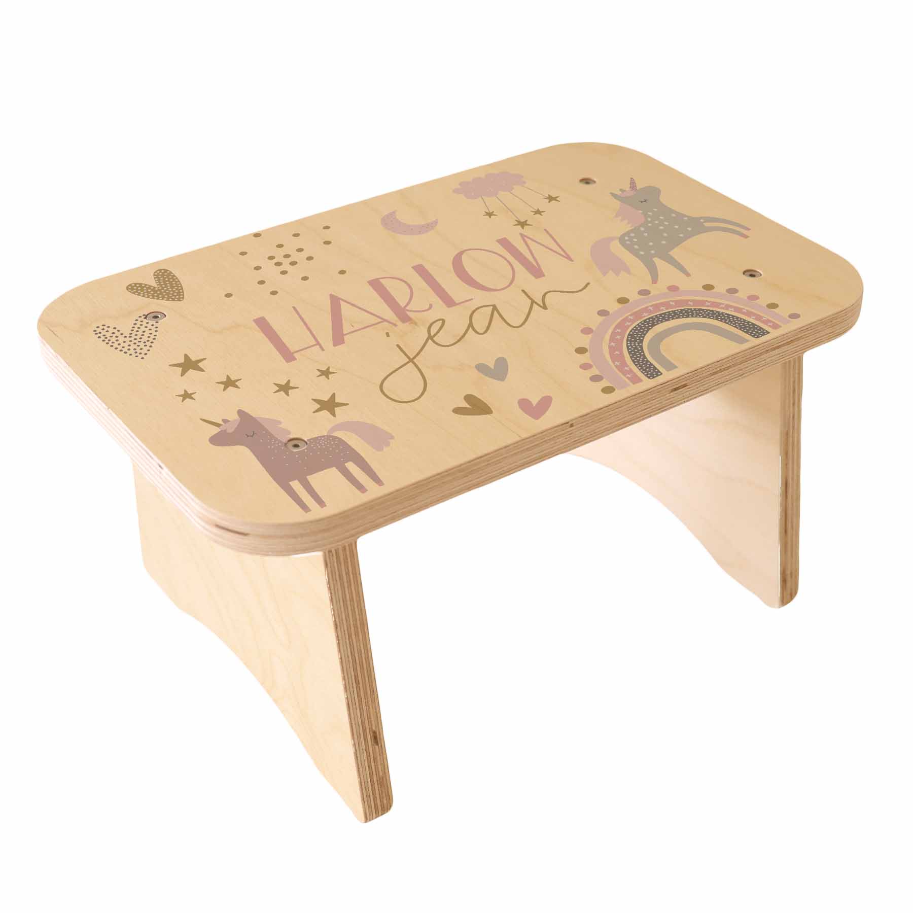 Kids Personalized Step Stool | Unicorns & Rainbows - Image 2