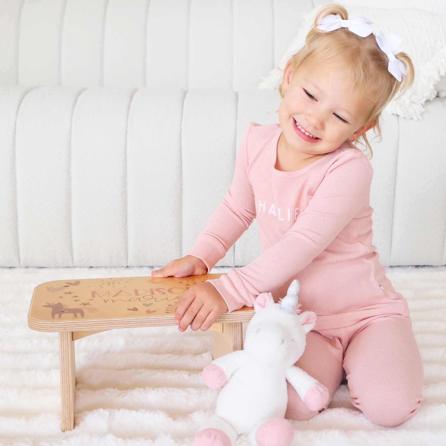 Kids Personalized Step Stool | Unicorns & Rainbows - Image 3