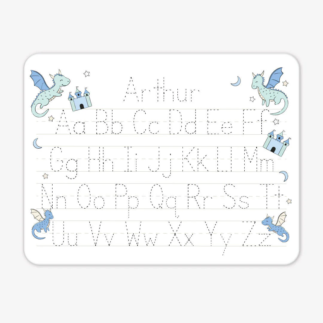 Kids Personalized Whiteboard | Dragon Adventure Blue