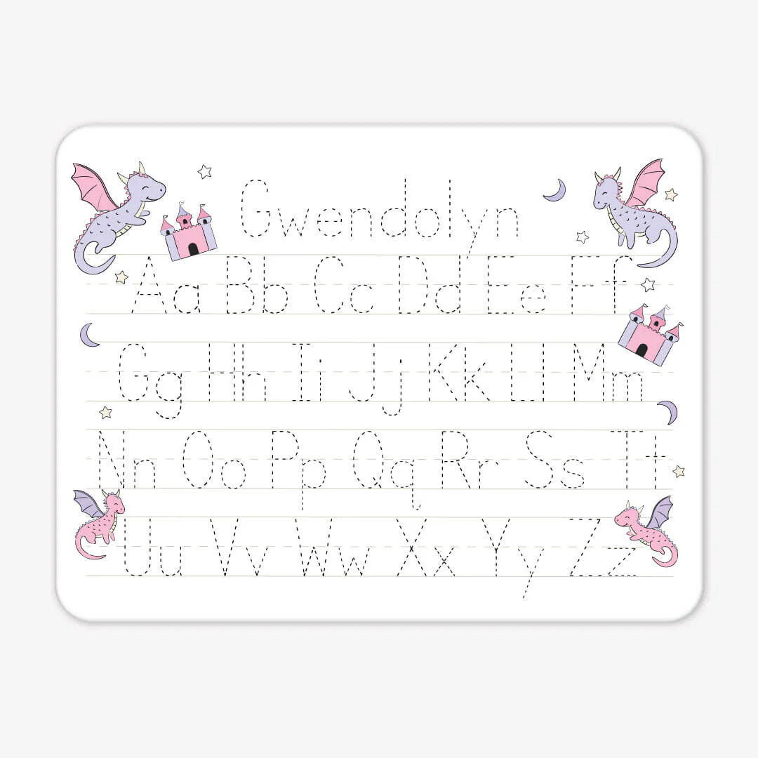 Kids Personalized Whiteboard | Dragon Adventure Pink